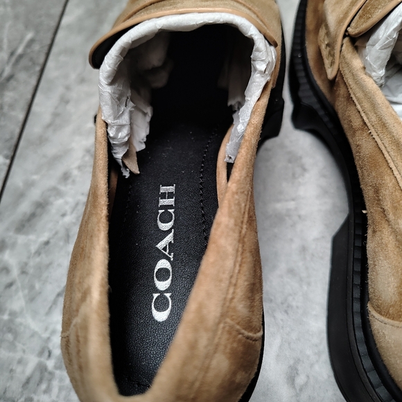 Coach Leah Suede Loafers Peanut Platform Lug Sole Size 6.5 B - Picture 9 of 12